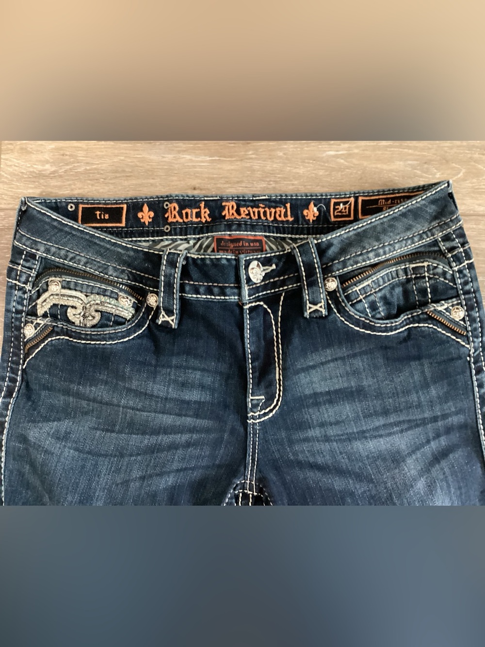 Rock Revival “Tia” Dark Blue Mid-rise Denim Jeans - Picture 4 of 9